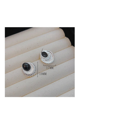 1 Pair Simple Style Oval Plating Inlay Sterling Silver Agate Ear Studs