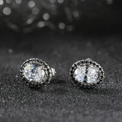 1 Pair Simple Style Oval Plating Inlay Sterling Silver Zircon Ear Studs