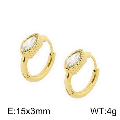 1 Pair Simple Style Oval Plating Titanium Steel Hoop Earrings