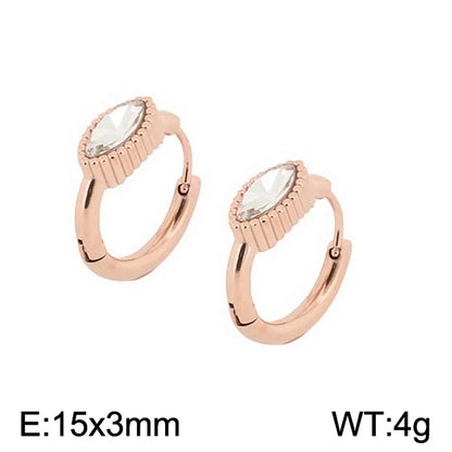 1 Pair Simple Style Oval Plating Titanium Steel Hoop Earrings