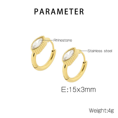 1 Pair Simple Style Oval Plating Titanium Steel Hoop Earrings