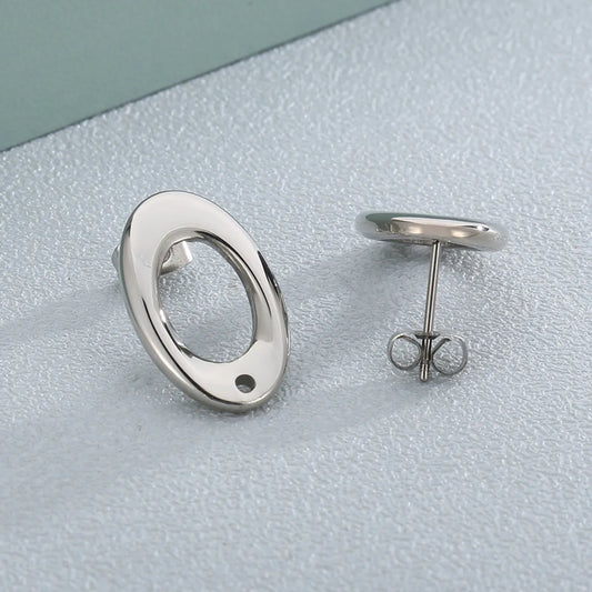 1 Pair Simple Style Oval Stainless Steel Ear Studs