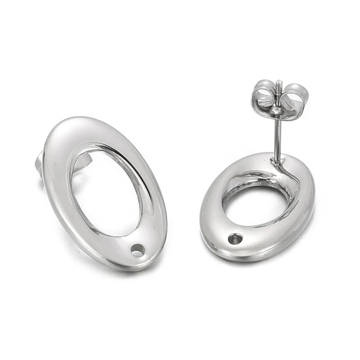 1 Pair Simple Style Oval Stainless Steel Ear Studs