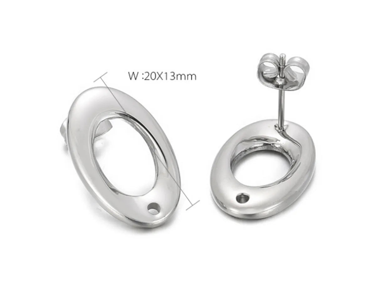 1 Pair Simple Style Oval Stainless Steel Ear Studs