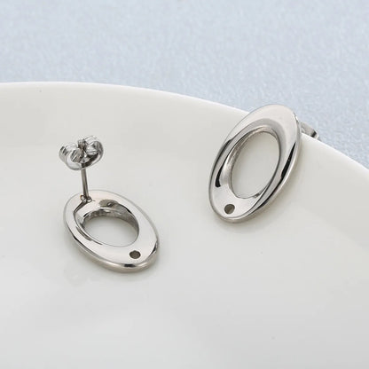 1 Pair Simple Style Oval Stainless Steel Ear Studs