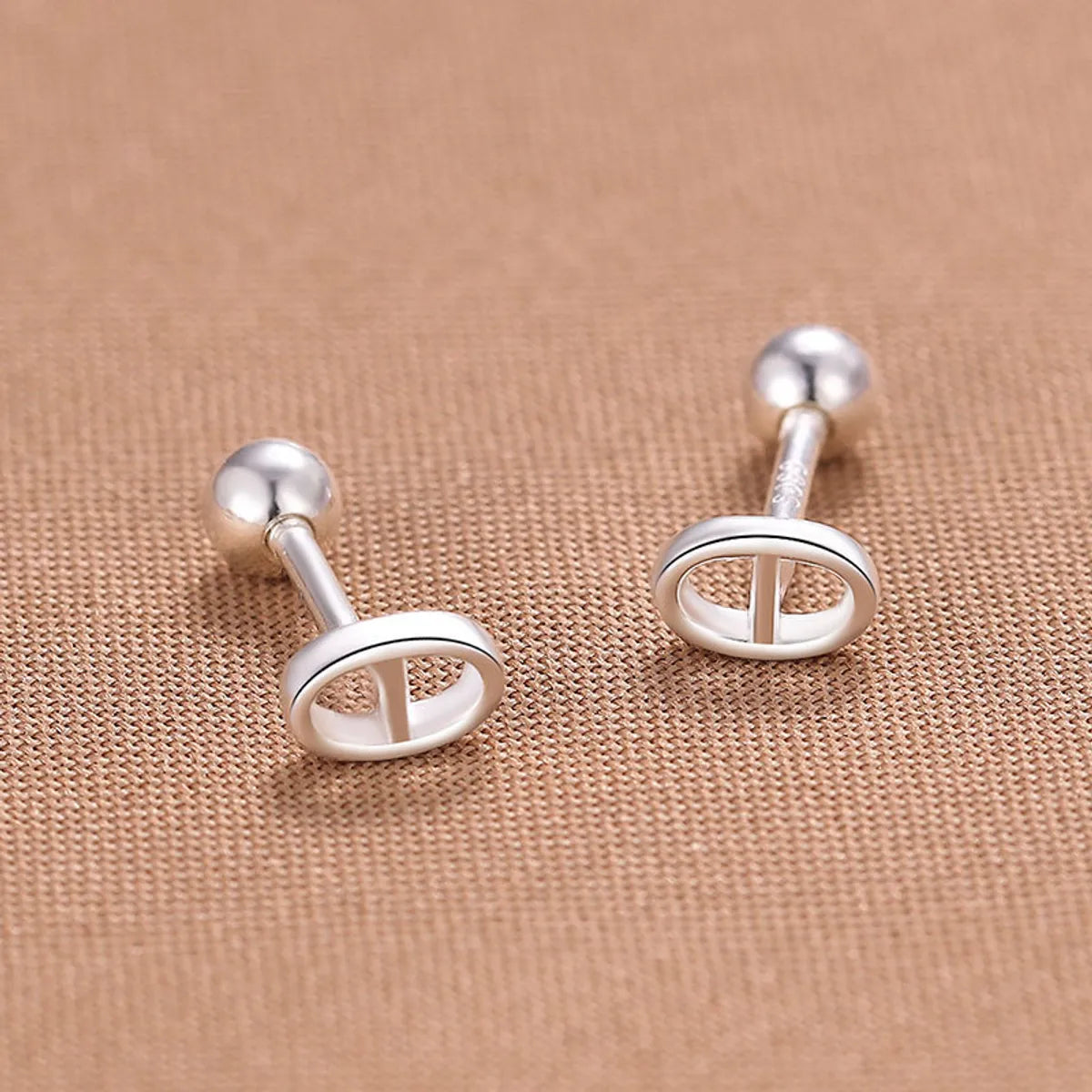 1 Pair Simple Style Oval Sterling Silver Ear Studs