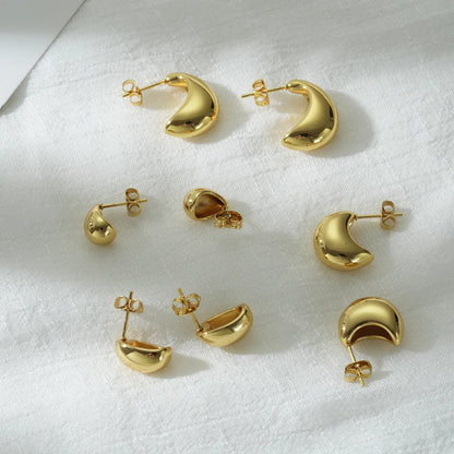 1 Pair Simple Style Oval Water Droplets Hollow Out 304 Stainless Steel 18K Gold Plated Ear Studs