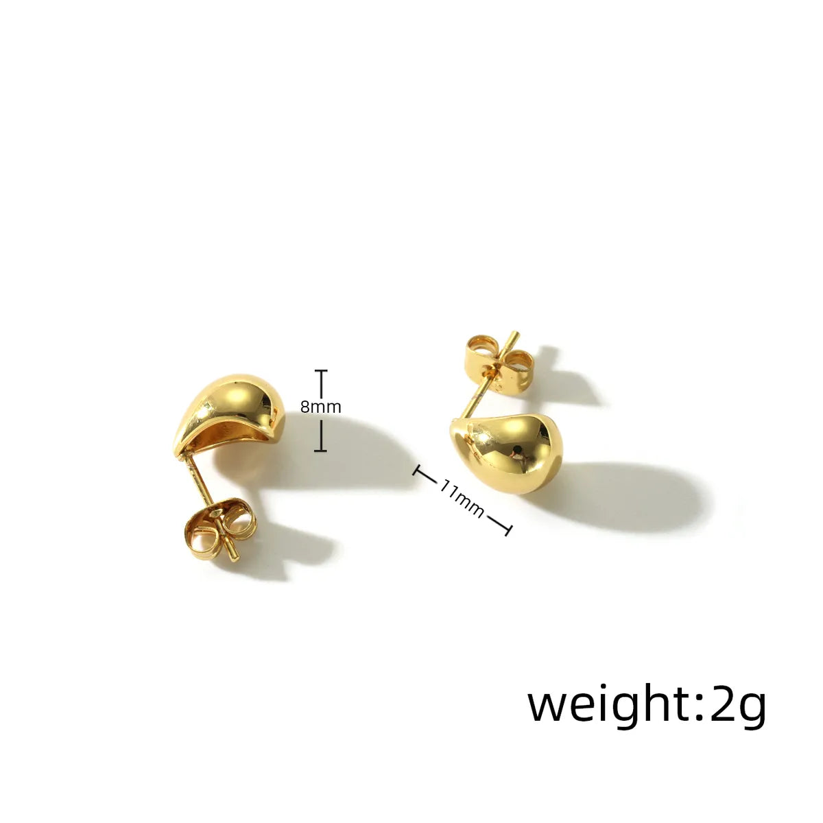 1 Pair Simple Style Oval Water Droplets Hollow Out 304 Stainless Steel 18K Gold Plated Ear Studs