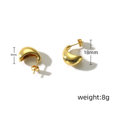 1 Pair Simple Style Oval Water Droplets Hollow Out 304 Stainless Steel 18K Gold Plated Ear Studs