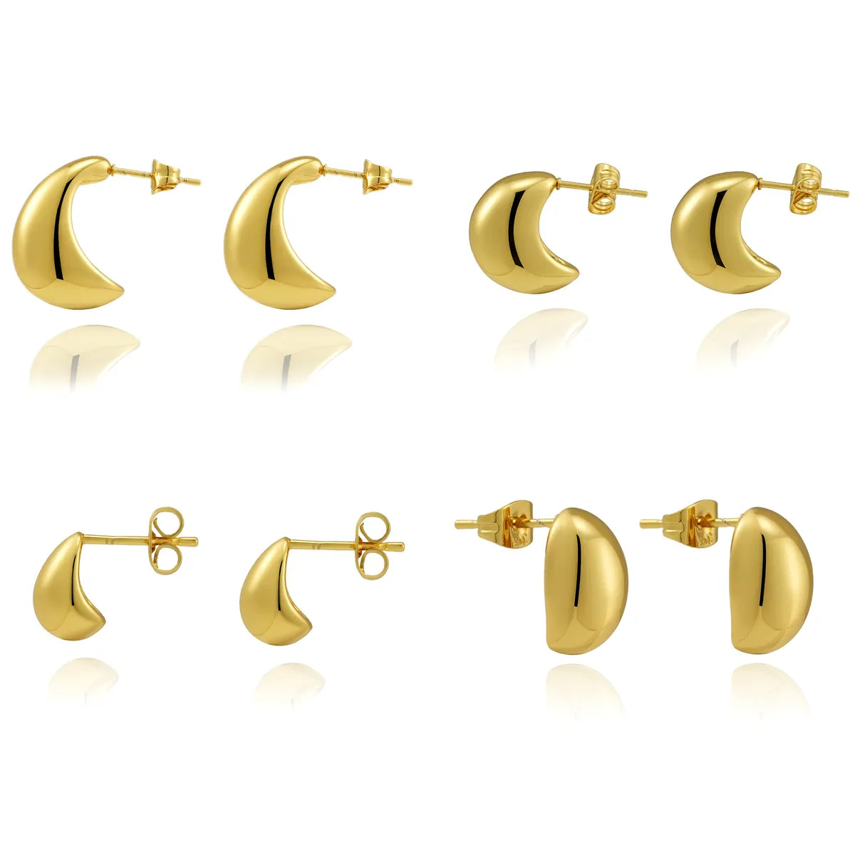 1 Pair Simple Style Oval Water Droplets Hollow Out 304 Stainless Steel 18K Gold Plated Ear Studs