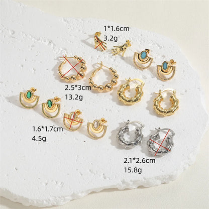 1 Pair Simple Style Palm Plating Inlay Copper Zircon 14k Gold Plated Ear Studs