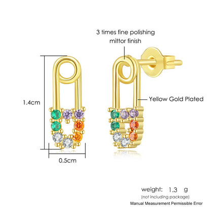 1 Pair Simple Style Paper Clip Copper Plating Inlay Artificial Gemstones 14k Gold Plated Earrings