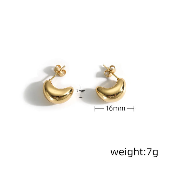 1 Pair Simple Style Pea Stamping Plating 304 Stainless Steel 18K Gold Plated Ear Studs