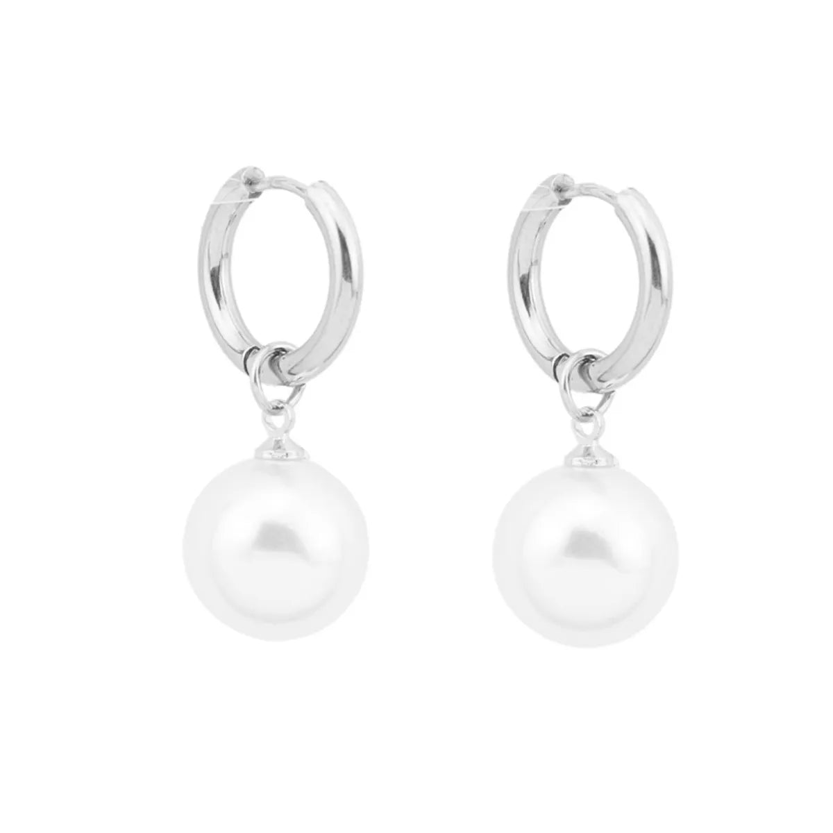 1 Pair Simple Style Pearl Polishing Stainless Steel Drop Earrings