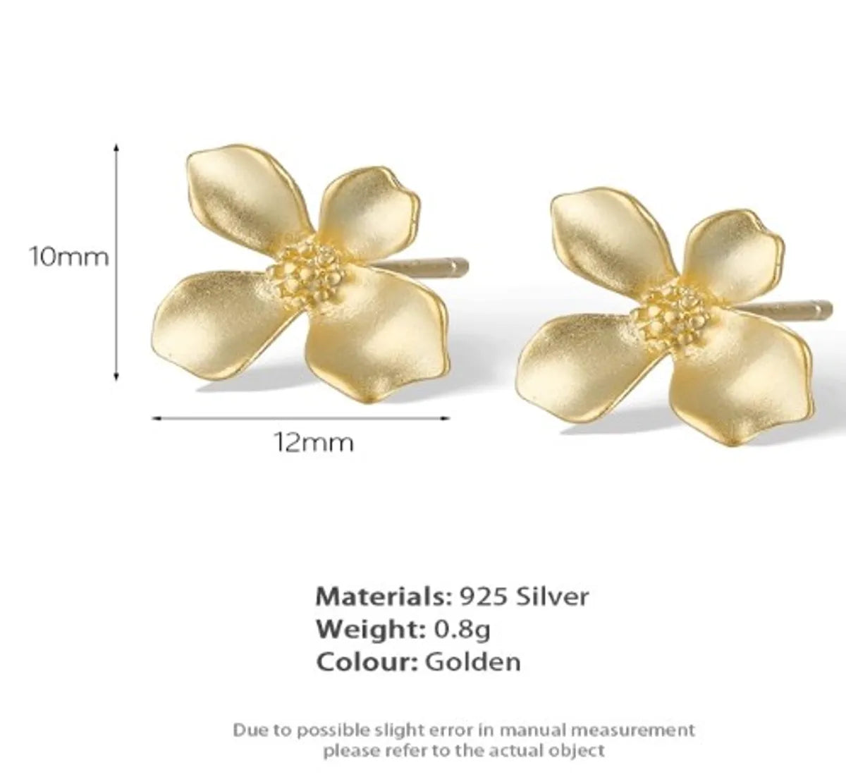 1 Pair Simple Style Petal Plating Sterling Silver Ear Studs