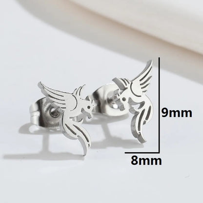 1 Pair Simple Style Phoenix Plating 304 Stainless Steel 18K Gold Plated Ear Studs