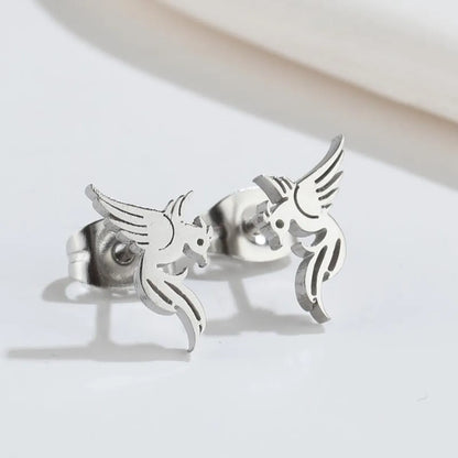 1 Pair Simple Style Phoenix Plating 304 Stainless Steel 18K Gold Plated Ear Studs