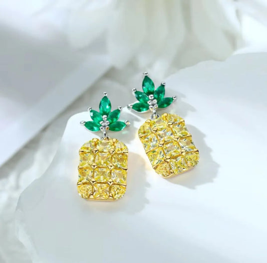 1 Pair Simple Style Pineapple Inlay Sterling Silver Zircon Ear Studs