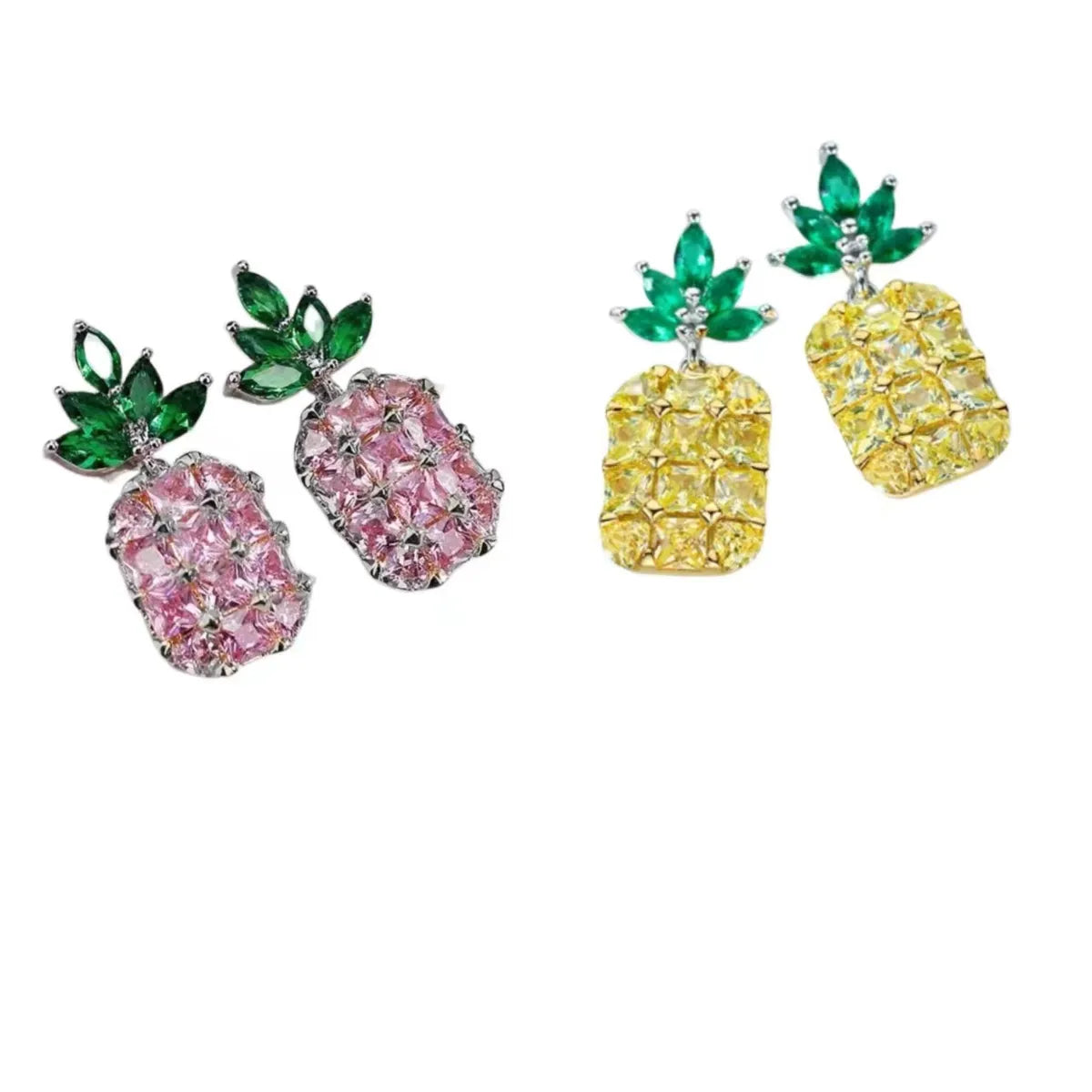 1 Pair Simple Style Pineapple Inlay Sterling Silver Zircon Ear Studs