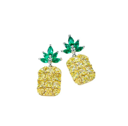 1 Pair Simple Style Pineapple Inlay Sterling Silver Zircon Ear Studs