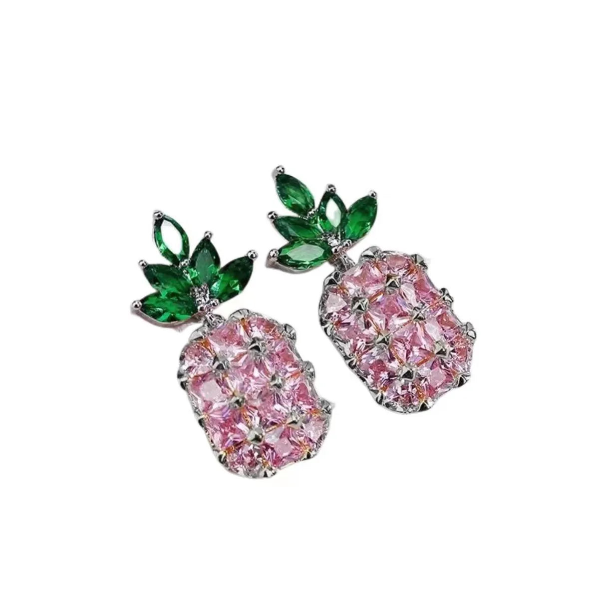 1 Pair Simple Style Pineapple Inlay Sterling Silver Zircon Ear Studs