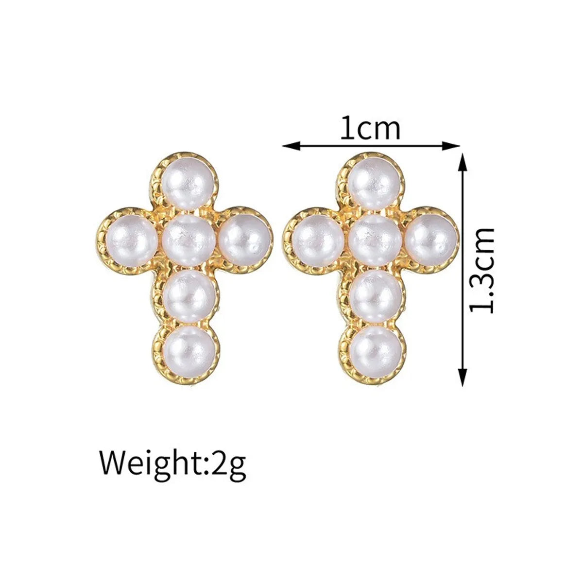 1 Pair Simple Style Printing Inlay 304 Stainless Steel Rhinestones Pearl Ear Studs