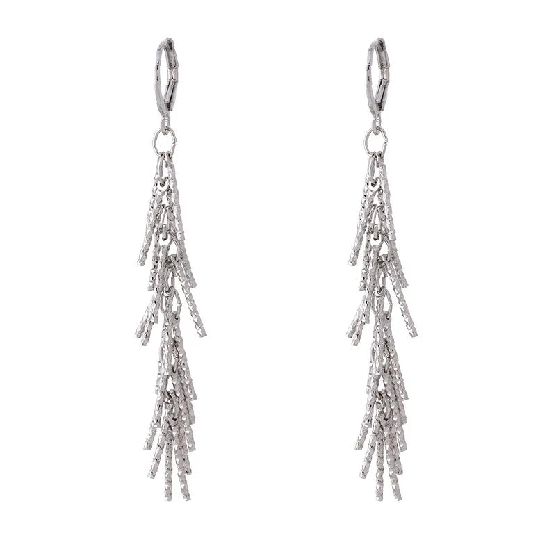 1 Pair Simple Style Printing Solid Color Tassel Plating Copper Alloy Drop Earrings