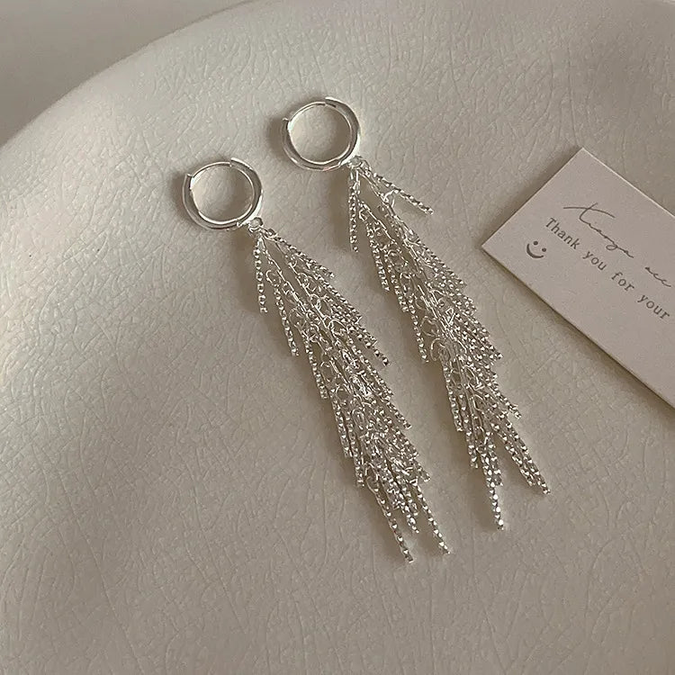 1 Pair Simple Style Printing Solid Color Tassel Plating Copper Alloy Drop Earrings