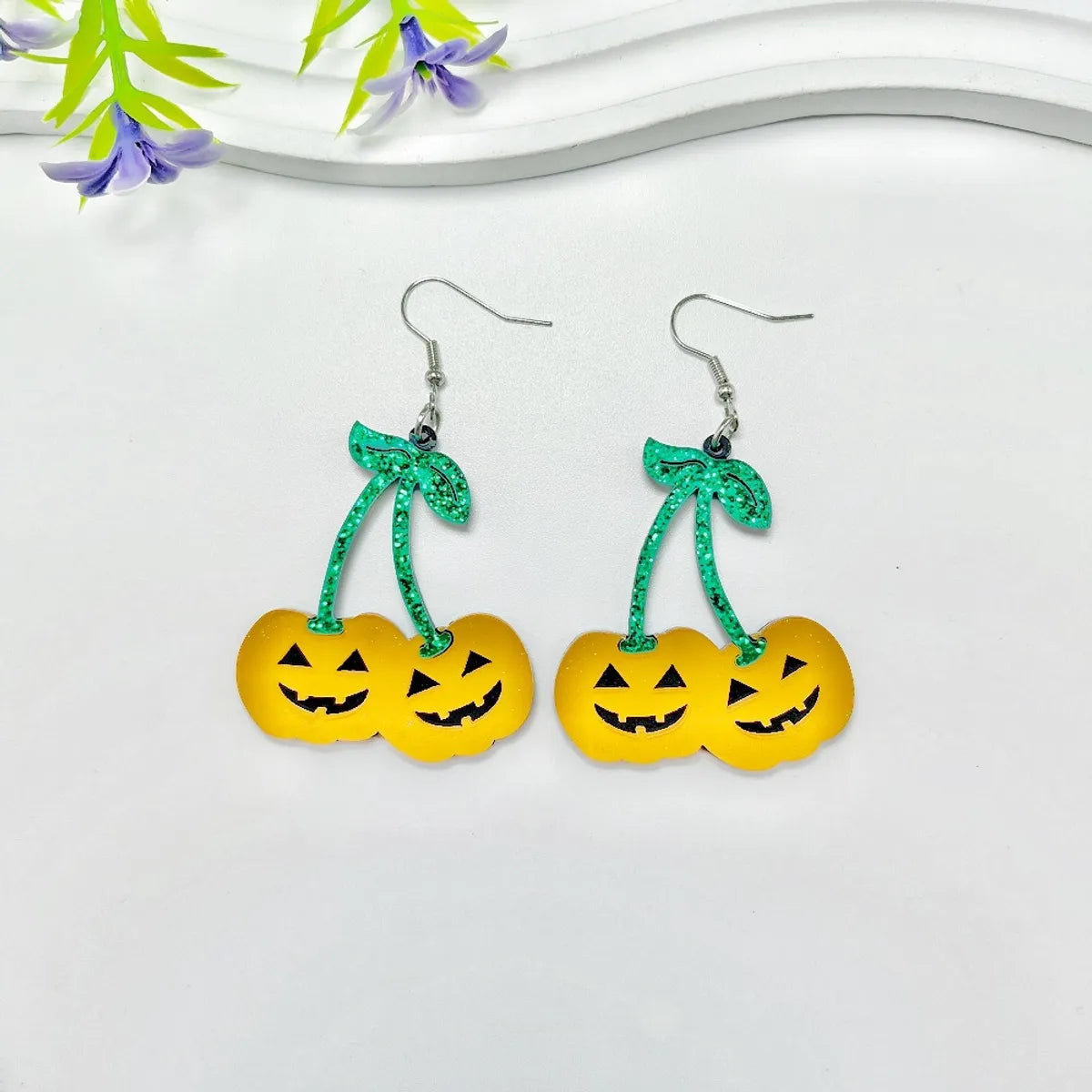 1 Pair Simple Style Pumpkin Skull Arylic Drop Earrings