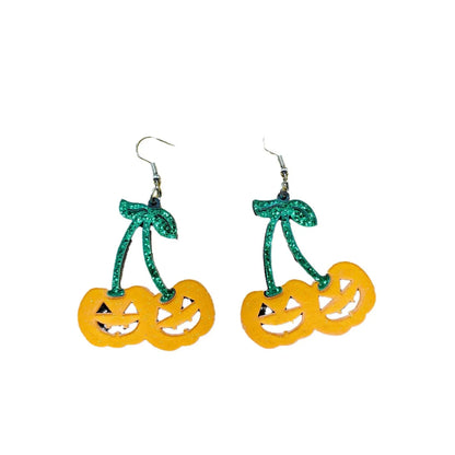 1 Pair Simple Style Pumpkin Skull Arylic Drop Earrings