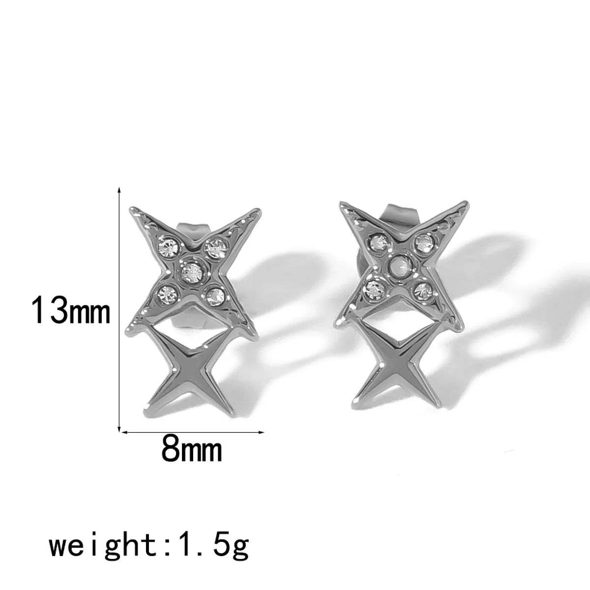 1 Pair Simple Style Quadrilateral Heart Shape Butterfly Polishing Plating Inlay Stainless Steel Zircon 18k Gold Plated Ear Studs