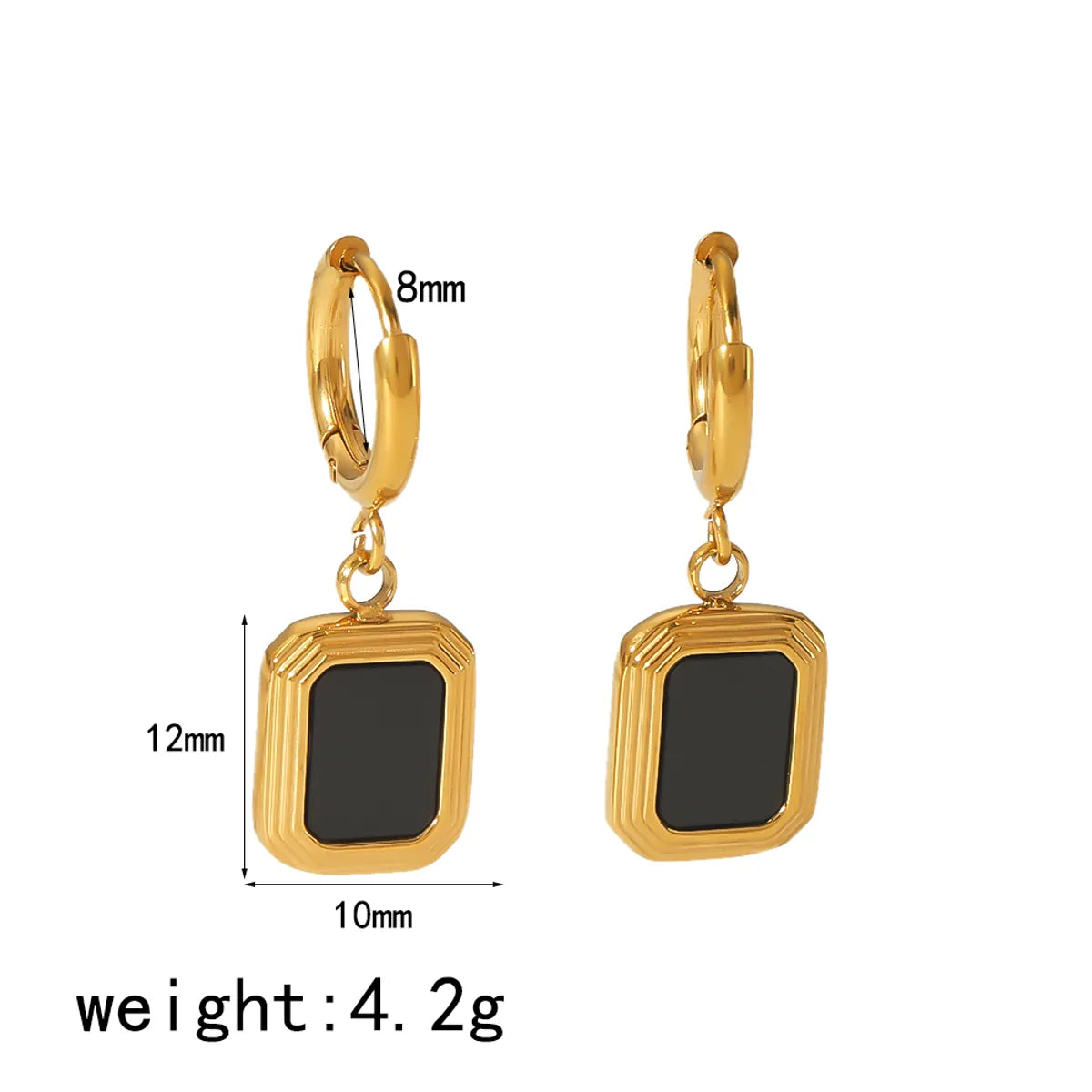 1 Pair Simple Style Quadrilateral Oval Polishing Plating Stainless Steel 18k Gold Plated Drop Earrings