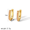 1 Pair Simple Style Quadrilateral Polishing Plating 304 Stainless Steel Zircon Hoop Earrings