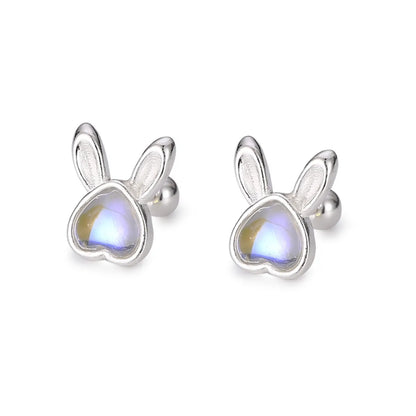 1 Pair Simple Style Rabbit Sterling Silver Inlay Rhinestones Ear Studs