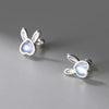 1 Pair Simple Style Rabbit Sterling Silver Inlay Rhinestones Ear Studs