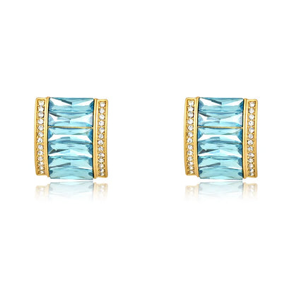 1 Pair Simple Style Rectangle Inlay Alloy Crystal Ear Studs