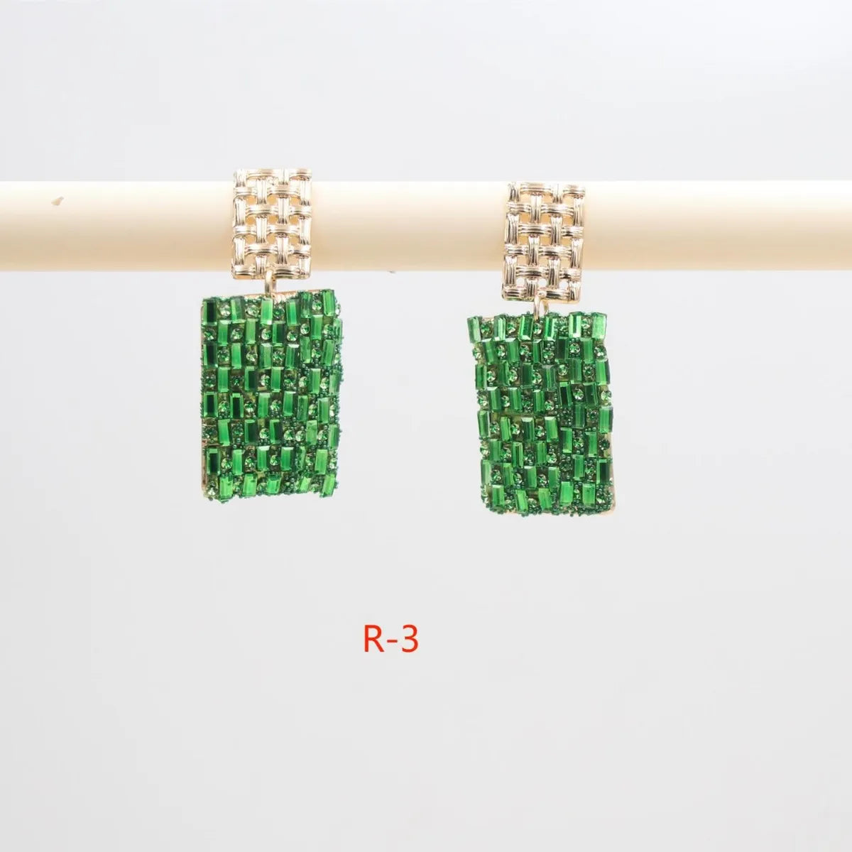 1 Pair Simple Style Rectangle Inlay Mixed Materials Glass Drop Earrings