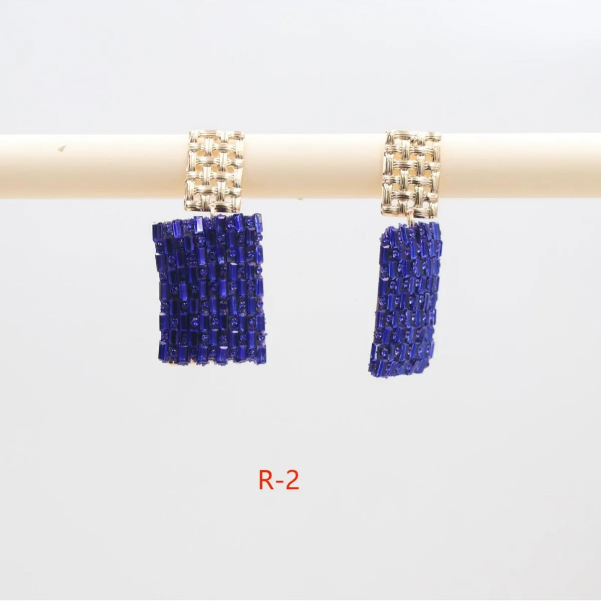 1 Pair Simple Style Rectangle Inlay Mixed Materials Glass Drop Earrings