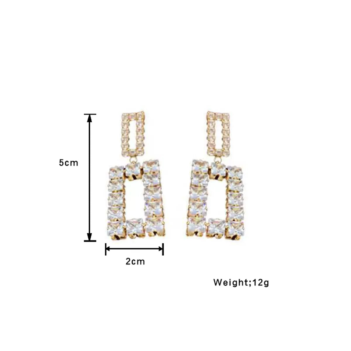 1 Pair Simple Style Rectangle Plating Inlay Alloy Crystal Rhinestones Zircon Gold Plated Silver Plated Drop Earrings