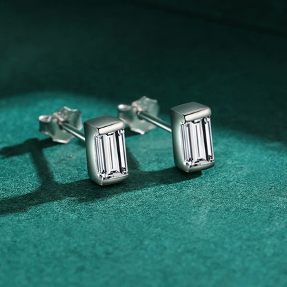 1 Pair Simple Style Rectangle Sterling Silver Plating Inlay Zircon 14k Gold Plated Rhodium Plated Ear Studs