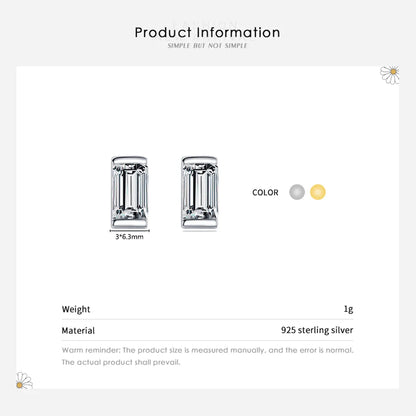 1 Pair Simple Style Rectangle Sterling Silver Plating Inlay Zircon 14k Gold Plated Rhodium Plated Ear Studs