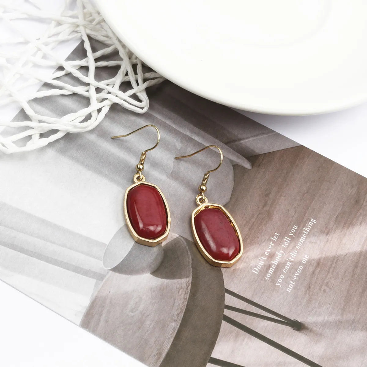 1 Pair Simple Style Rhombus Alloy Inlay Artificial Gemstones Women's Drop Earrings