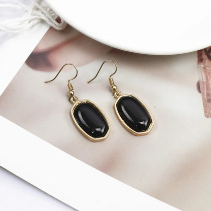 1 Pair Simple Style Rhombus Alloy Inlay Artificial Gemstones Women's Drop Earrings