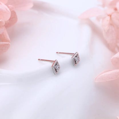 1 Pair Simple Style Rhombus Inlay Sterling Silver Artificial Diamond Ear Studs