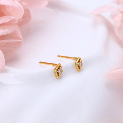 1 Pair Simple Style Rhombus Inlay Sterling Silver Artificial Diamond Ear Studs