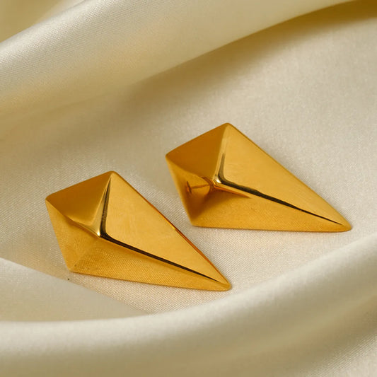 1 Pair Simple Style Rhombus Plating Titanium Steel 18k Gold Plated Ear Studs