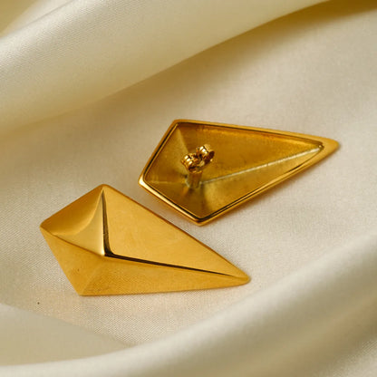 1 Pair Simple Style Rhombus Plating Titanium Steel 18k Gold Plated Ear Studs