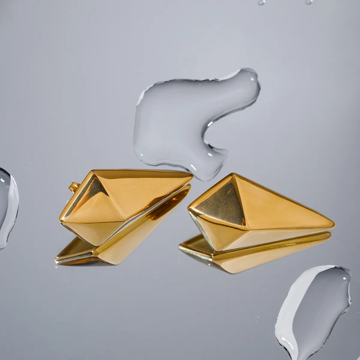 1 Pair Simple Style Rhombus Plating Titanium Steel 18k Gold Plated Ear Studs