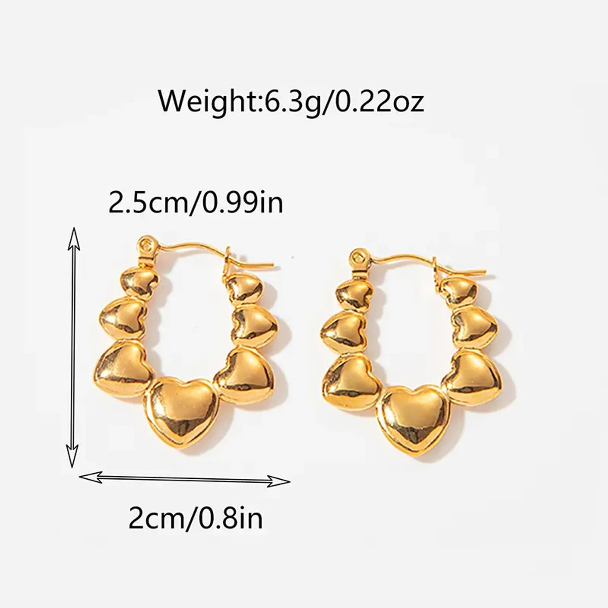 1 Pair Simple Style Roman Style Commute C Shape Star Heart Shape Plating Stainless Steel Earrings Ear Studs