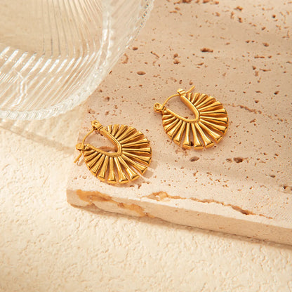 1 Pair Simple Style Roman Style Commute Sector Leaves Plating Stainless Steel Earrings